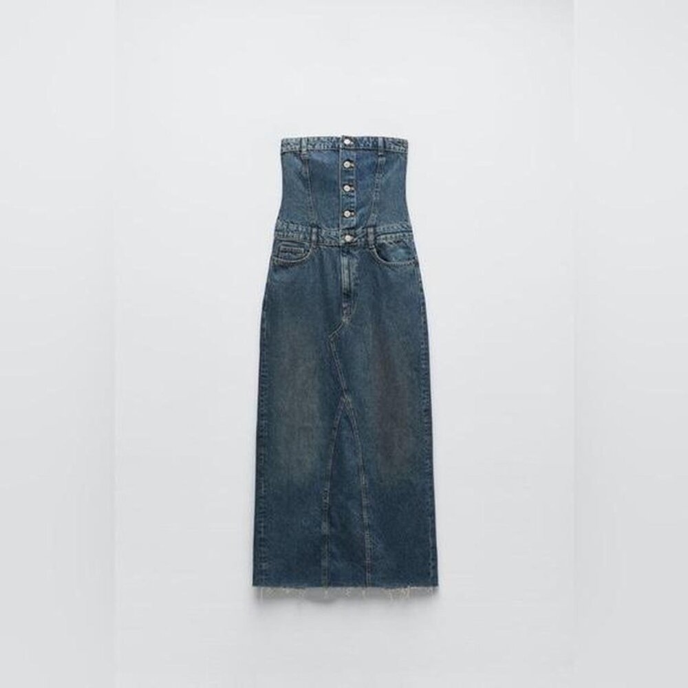 Zara Denim Midi Dress Size Medium
